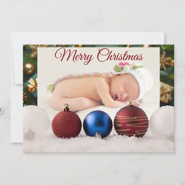 Cartão De Agradecimento Christmas Greeting With Beautiful Baby (Frente)