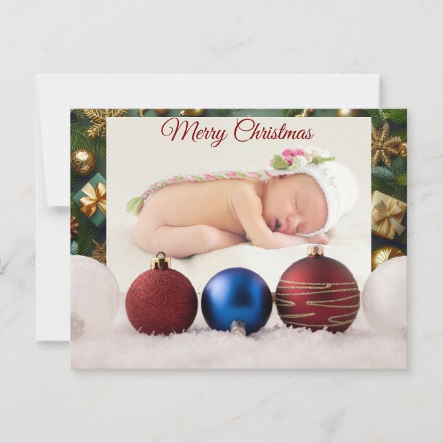 Cartão De Agradecimento Christmas Greeting With Beautiful Baby (Frente)