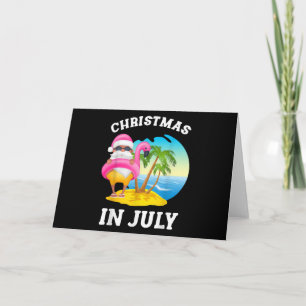 Cartão De Agradecimento Christmas In July Santa Flamingo Pool Summer