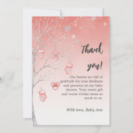 Cartão De Agradecimento Christmas Pastel Red Winter Tree Baby Shower