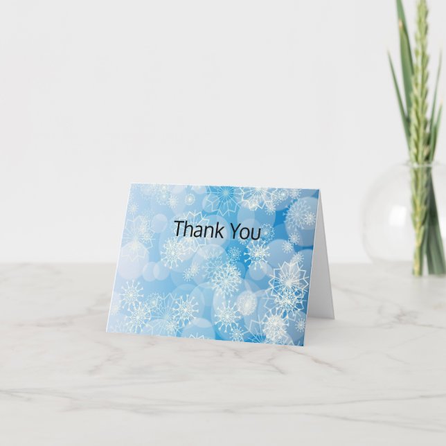 Cartão De Agradecimento Christmas snowflakes on a blue background         (Frente)