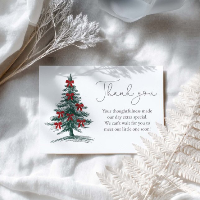 Cartão De Agradecimento Christmas tree Baby Shower Thank You Card (Criador carregado)