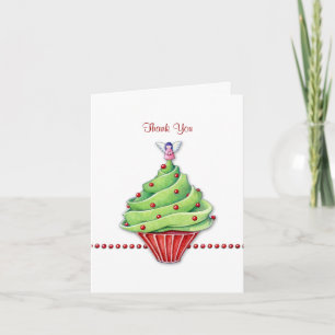 Cartão De Agradecimento Christmas Tree Cupcake Thank You Note Card
