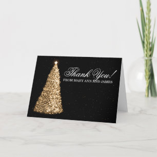 Cartão De Agradecimento Christmas Wedding "Thank you" Gold
