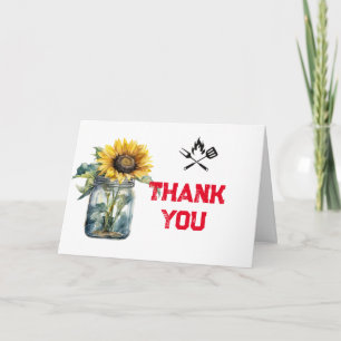 Cartão De Agradecimento Churrasco de bebê xadrez vermelha de gingham chá d