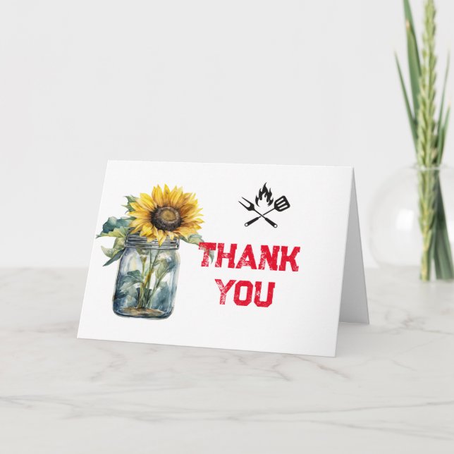 Cartão De Agradecimento Churrasco de bebê xadrez vermelha de gingham chá d (Frente)