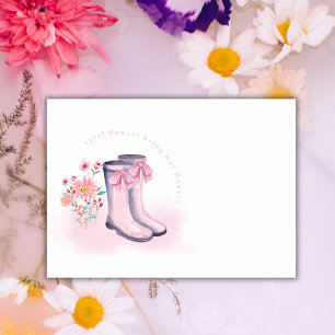 Cartão De Agradecimento Chuva de Abril Flor Arco Botas Bebê Shower