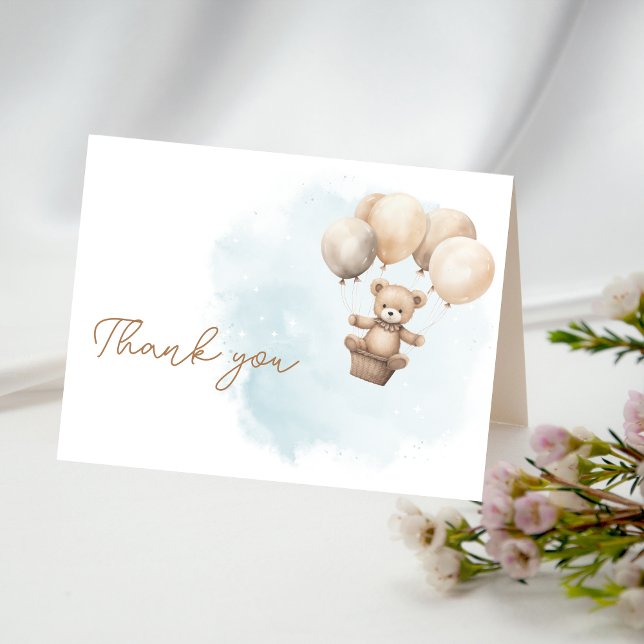 Cartão De Agradecimento Chuva de Amor Chás de Bebê Neutro (Bearly Wait Baby Shower Thank you Card)