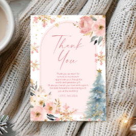 Cartão De Agradecimento Chuva De Amor Floco De Neve Rosa Casamento De Inve