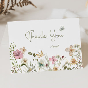 Cartão De Agradecimento Chuva de Amor Floral de Flores Silvestres para Chá