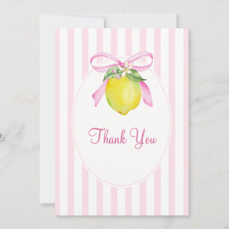 Cartão De Agradecimento Chuva de Amor Limão Rosa Baby Shower