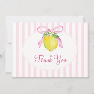 Cartão De Agradecimento Chuva de Amor Limão Rosa Baby Shower