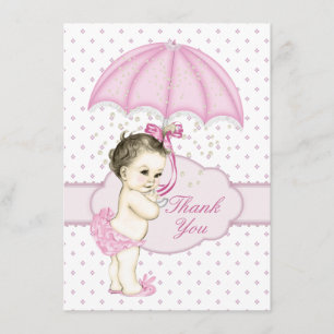 Cartão De Agradecimento Chuva de Amor Menina do Guarda-Chuva Chá de Bebê A