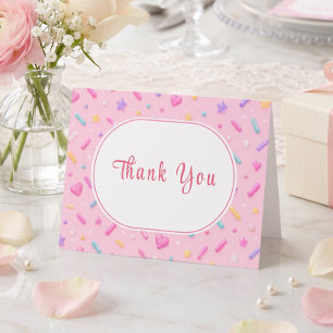 Cartão De Agradecimento Chuva de Amor no Chá de Noiva Rosa Doce Personaliz