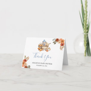 Cartão De Agradecimento Chuva de Amor Outono Urso Baby Shower Dobrada