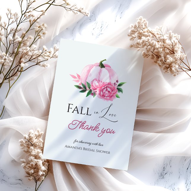 Cartão De Agradecimento Chuva de Amor Rosa Bege Bomba de Festa de Noivado  (Criador carregado)