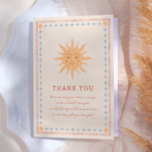 Cartão De Agradecimento Chuva de Amor Vintage Sol Baby Shower