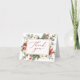 Cartão De Agradecimento Chuva de Arroz de Natal Elegante de Inverno Vermel