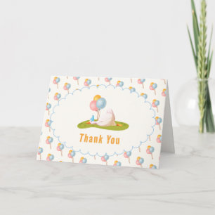 Cartão De Agradecimento Chuva de Balões Coloridos Baby Shower Préppy