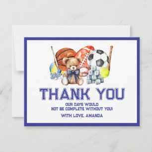 Cartão De Agradecimento Chuva de Bebê ALL STAR ESPORTES Menino