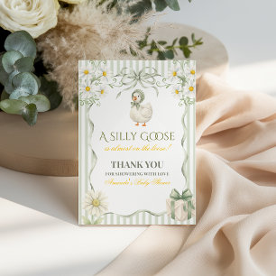 Cartão De Agradecimento Chuva de Bebê Boho Daisy Silly Goose Verde Neutro