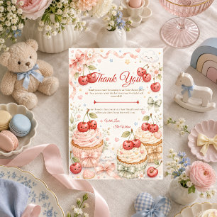 Cartão De Agradecimento Chuva de Bebê Caprichosa de Cereja