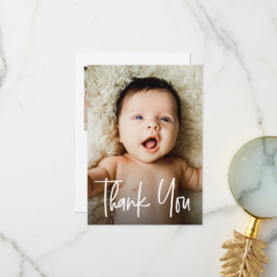 Cartão De Agradecimento Chuva de Bebê com 2 Fotos Personalizadas e Letreir
