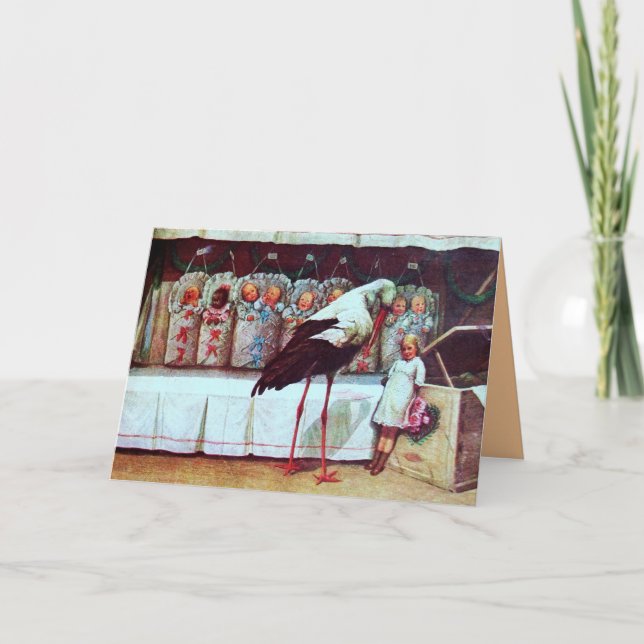 Cartão De Agradecimento CHUVA DE BEBÊ COM ANDORINHA Novos Bebês (Frente)