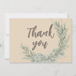 Cartão De Agradecimento Chuva de Bebê com Coroa Rústica de Natal com Folha