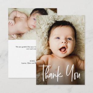 Cartão De Agradecimento Chuva de Bebê com Fotos Personalizadas Pequenas No