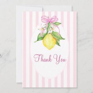 Cartão De Agradecimento Chuva de Bebê Coquette Rosa Limões