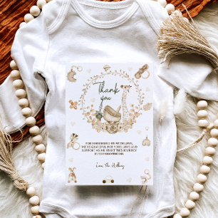 Cartão De Agradecimento Chuva de Bebê de Girafa e Brinquedos Boho Neutro e