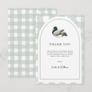 Cartão De Agradecimento Chuva de Bebê do Pato Mallard Neutro Verde