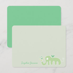 Cartão De Agradecimento Chuva de Bebê Elefante Verde Caprichoso Menino Men