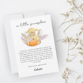 Cartão De Agradecimento Chuva de Bebê em Aquarela Boho Little Lamb Pumpkin