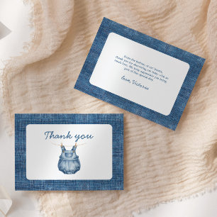 Cartão De Agradecimento Chuva de Bebê em Denim Blue Jean Baby