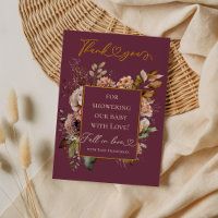 Chuva de Bebê Floral Burgundy Elegante de Outono