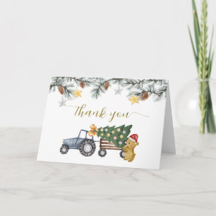 Cartão De Agradecimento Chuva de Bebê Floral de Inverno Árvore de Natal Tr