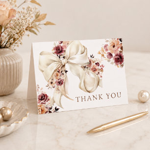 Cartão De Agradecimento Chuva de Bebê Floral em Aquarela Elegante de Outon