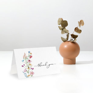 Cartão De Agradecimento Chuva de Bebê Flores Silvestres em Flor