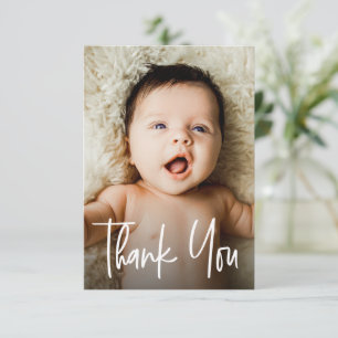 Cartão De Agradecimento Chuva de Bebê Foto Personalizada Pequena Letra Mod