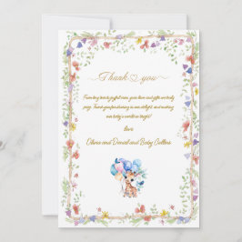 Cartão De Agradecimento Chuva de Bebê Girafa Bebê Personalizada 