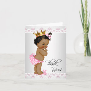 Cartão De Agradecimento Chuva de Bebê Menina Afro-Americana Obrigada