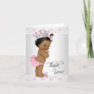 Cartão De Agradecimento Chuva de Bebê Menina Afro-Americana Obrigada