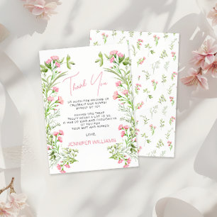 Cartão De Agradecimento Chuva de Bebê Menina Floral Rosa Bebê em Flor