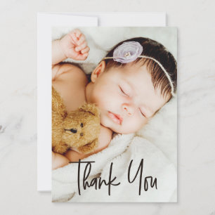 Cartão De Agradecimento Chuva de Bebê Menina Foto Personalizada Letreiro M