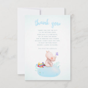 Cartão De Agradecimento Chuva de Bebê Menino Rinoceronte Unicórnio Aquarel