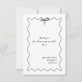 Cartão De Agradecimento Chuva de Bebê Neutra Minimalista Moderna com Laço