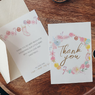 Cartão De Agradecimento Chuva de Bebê Pastel País das Maravilhas de Invern