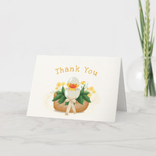 Cartão De Agradecimento Chuva de Bebê Patinho Floral de Verão Nasce Logo